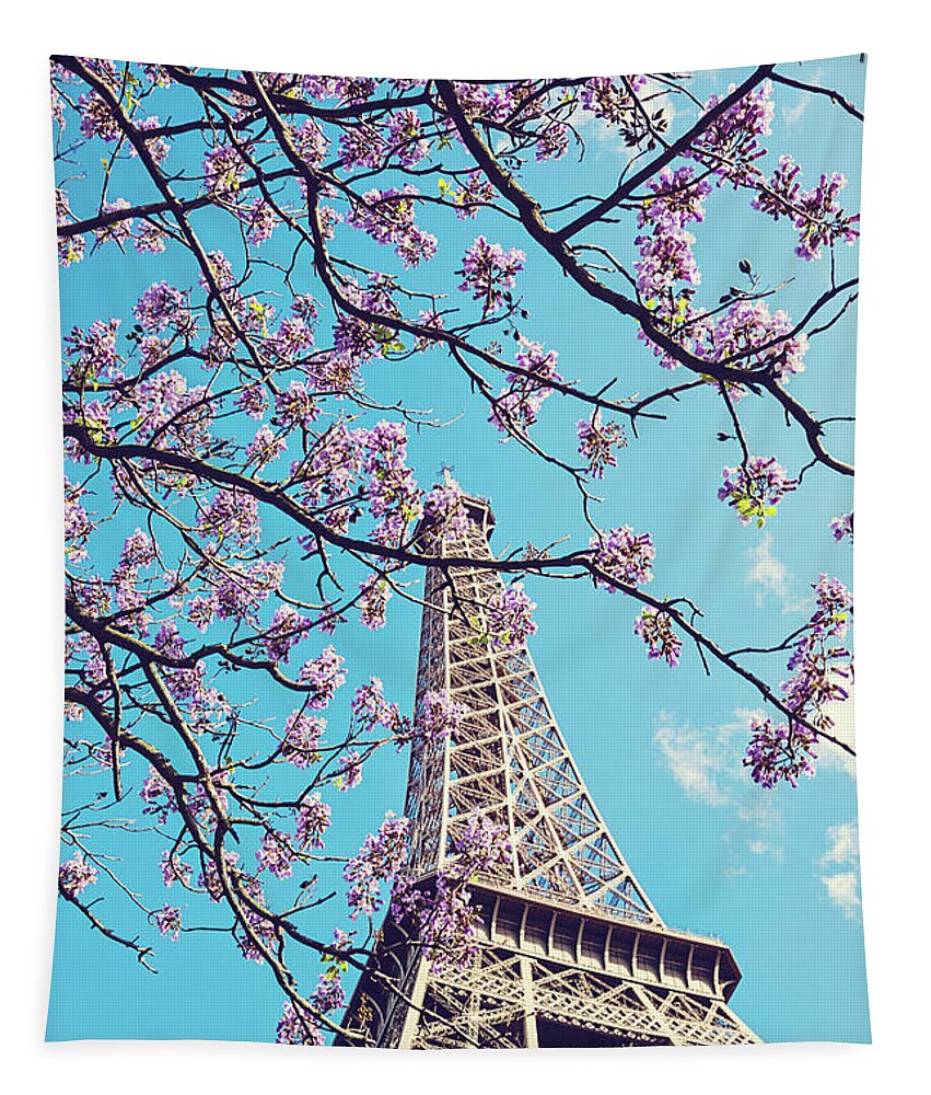 Paris Photography Tapestry featuring the photograph Springtime in Paris - Eiffel Tower Photograph by Melanie Alexandra Price