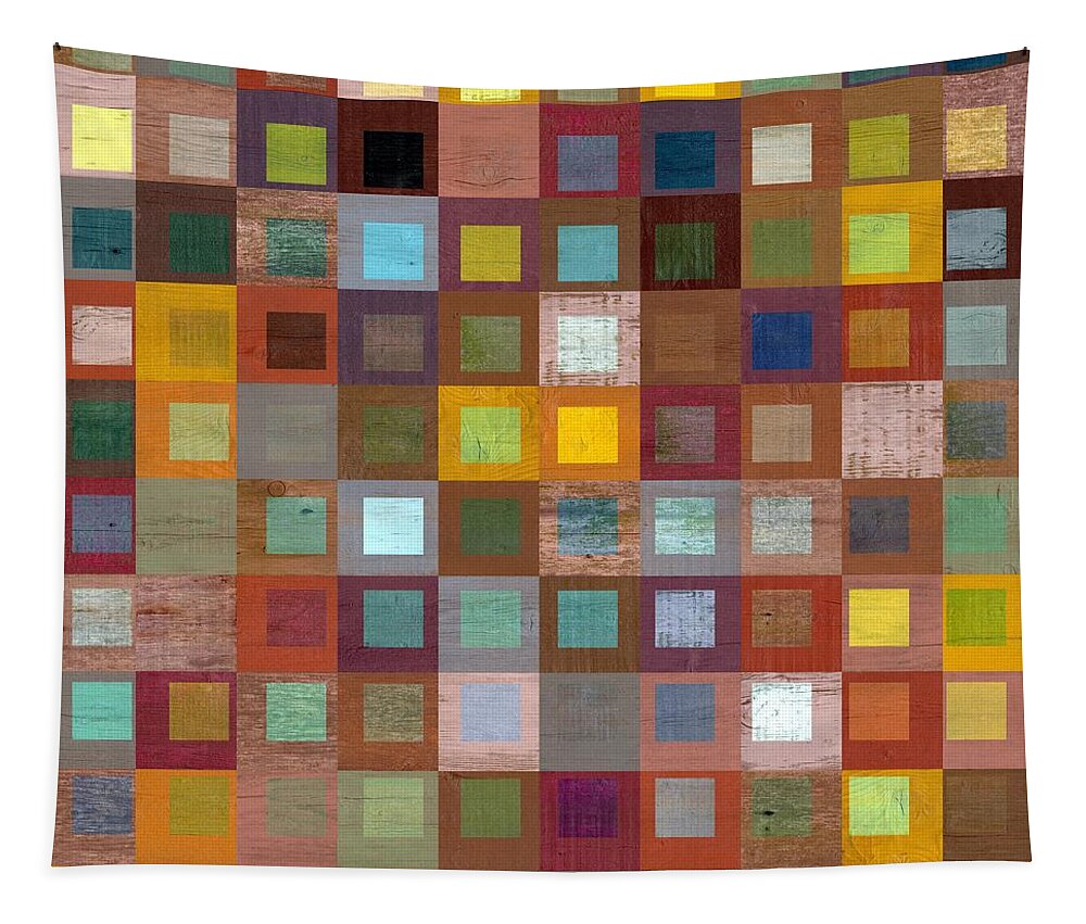 Abstract Tapestry featuring the digital art Squares in Squares Four by Michelle Calkins
