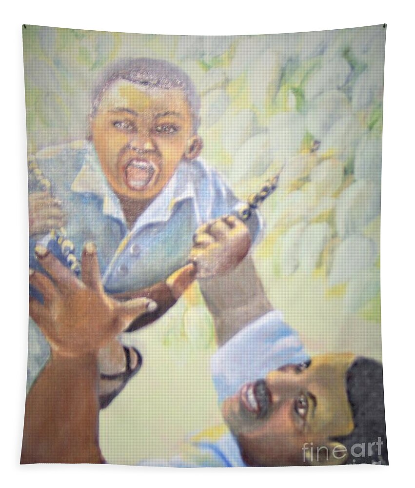 African-american Tapestry featuring the painting Squeals of Joy by Saundra Johnson