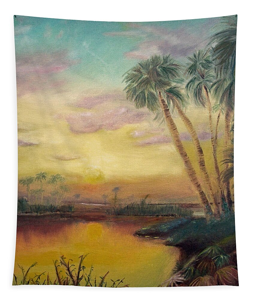 River Tapestry featuring the painting St. Johns Sunset by Dawn Harrell