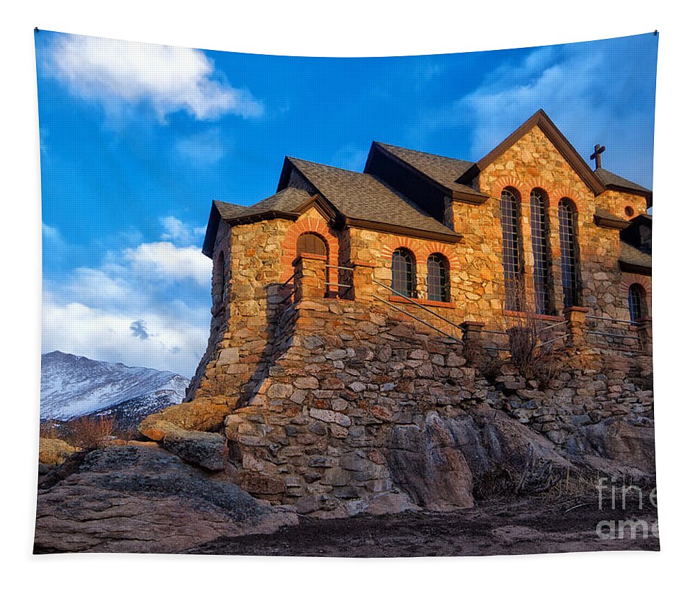 St Malo Tapestry featuring the photograph St Malo Church, Allenspark Colorado by Ronda Kimbrow