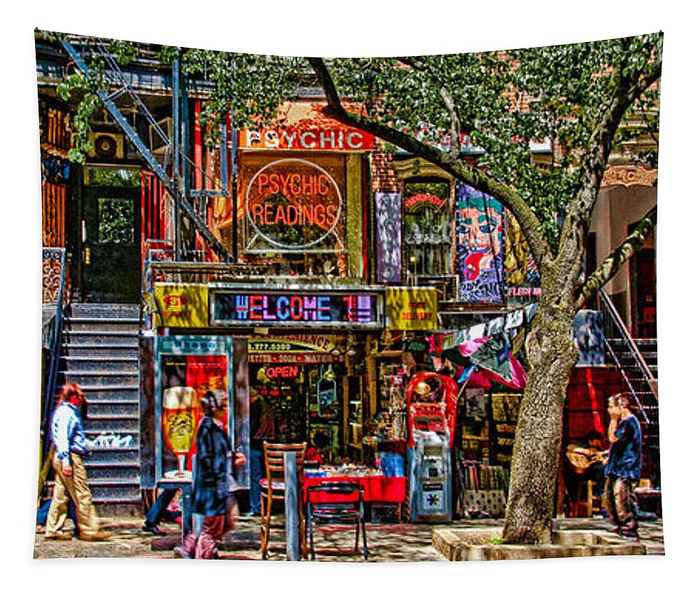 St. Mark's Place Tapestry featuring the photograph St Marks Place by Chris Lord