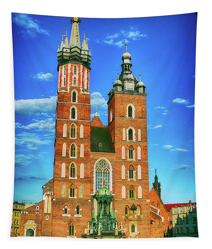 St Tapestry featuring the photograph St. Mary's Basilica World Youth Day by Mariola Bitner