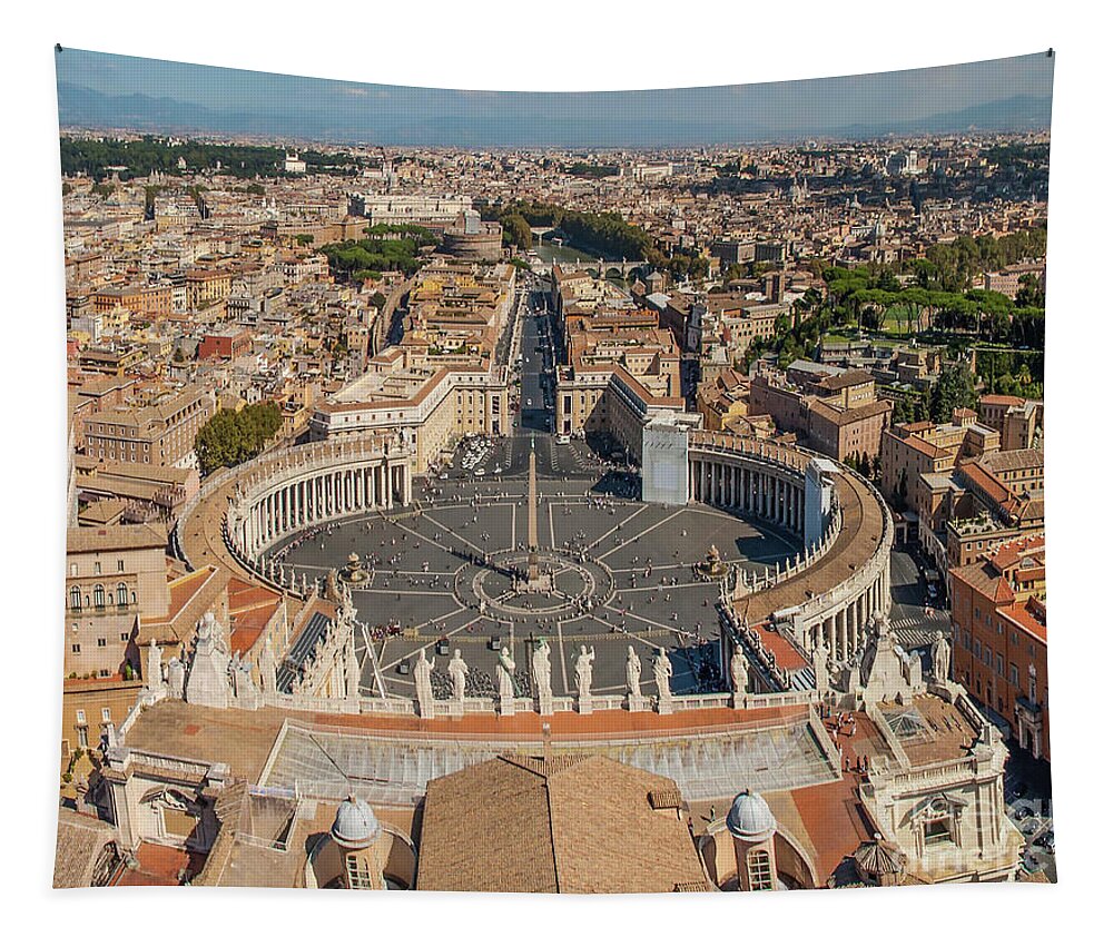 Piazza San Pietro Tapestry featuring the photograph St Peter Cathedral Vatican City Rome by Maria Rabinky