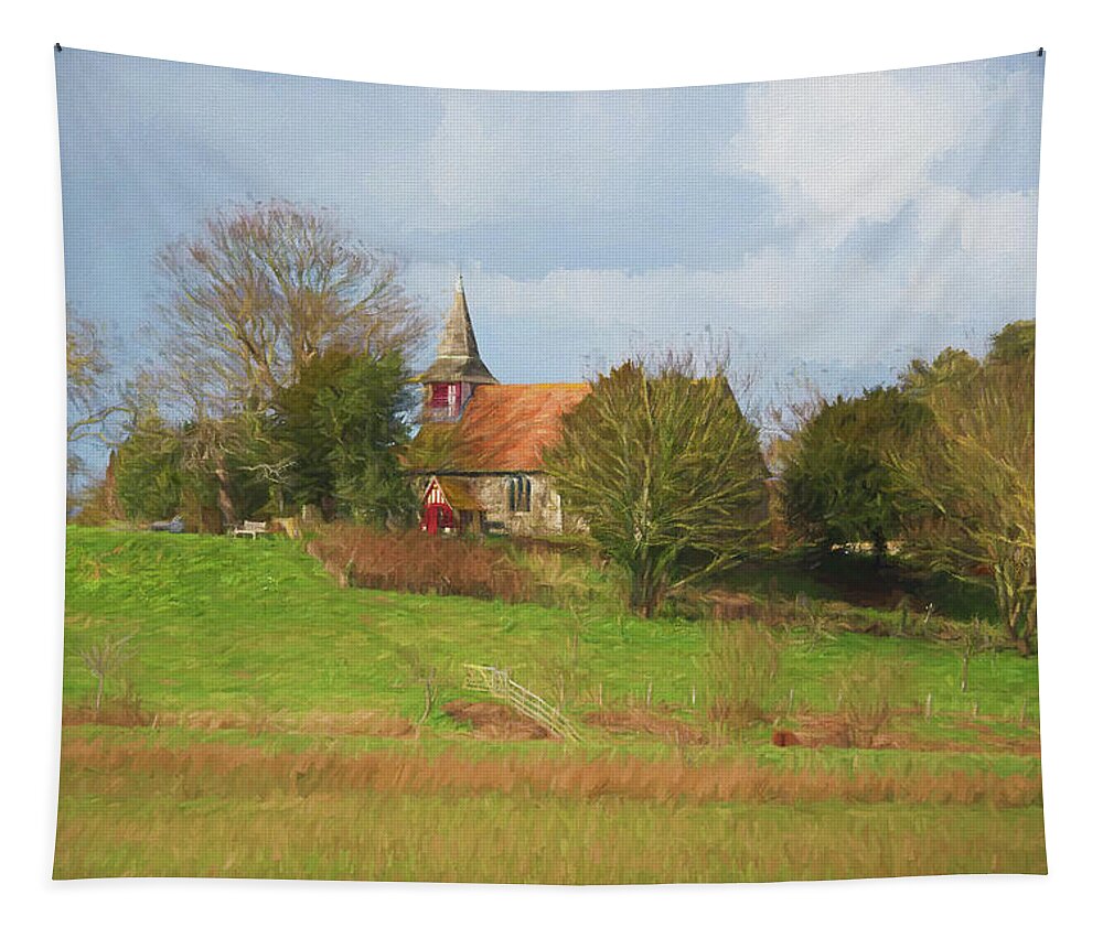 Chapel Tapestry featuring the digital art St Peter's Church 2 by Roy Pedersen