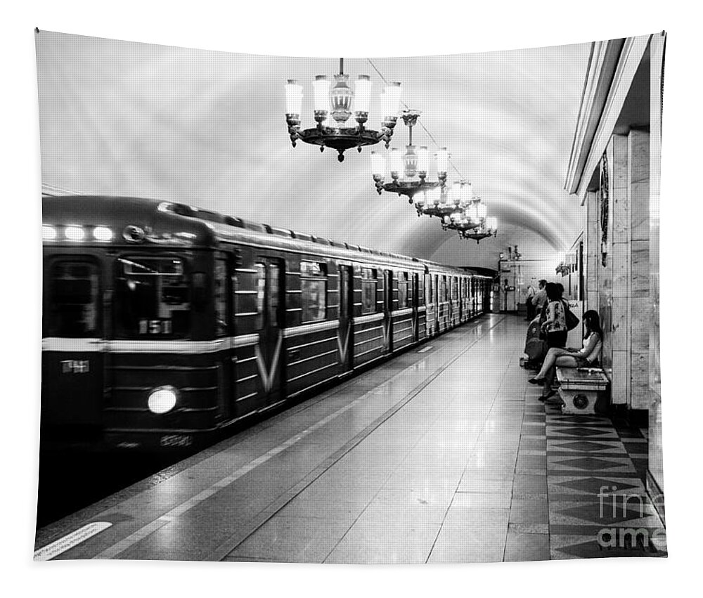 Russia Tapestry featuring the photograph St Petersburg Russia Subway Station by Thomas Marchessault