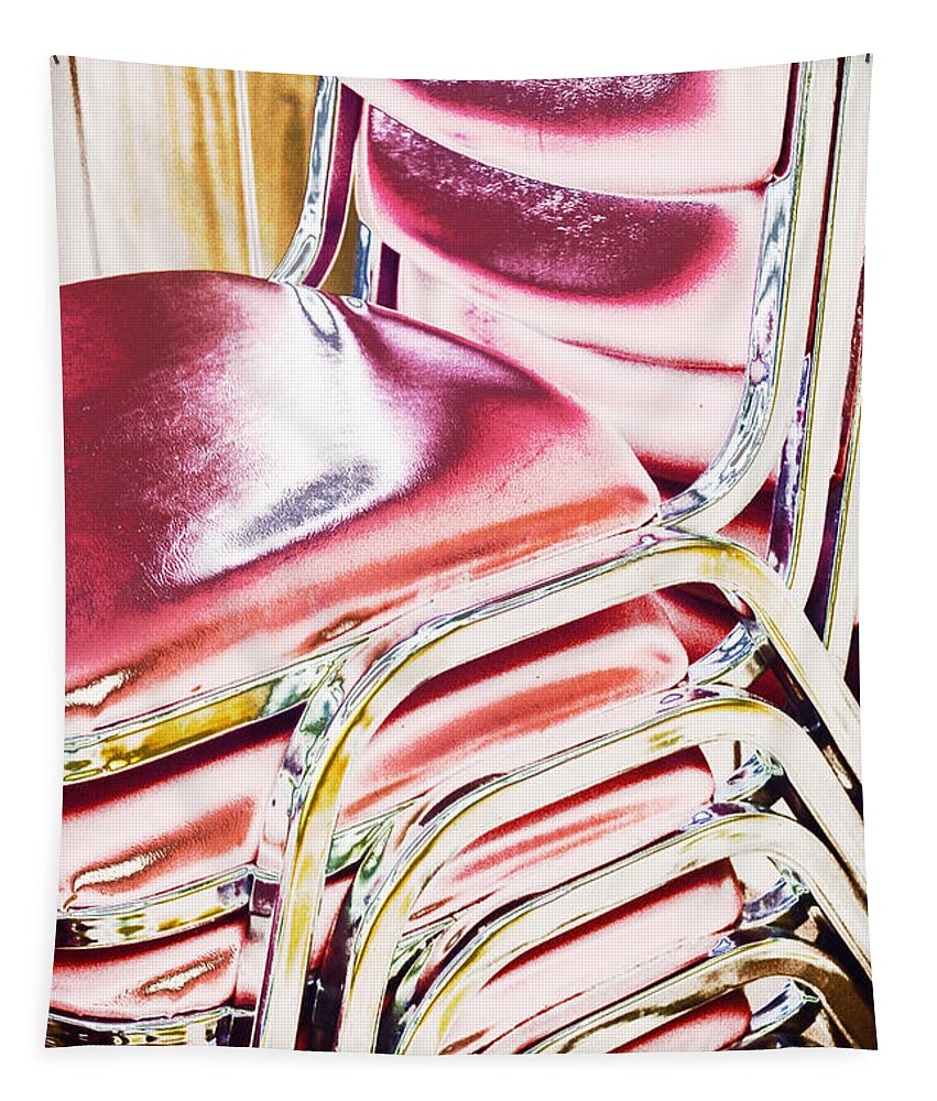Stacked Chairs Tapestry featuring the digital art Stacked Chairs Abstract 2. by Kae Cheatham