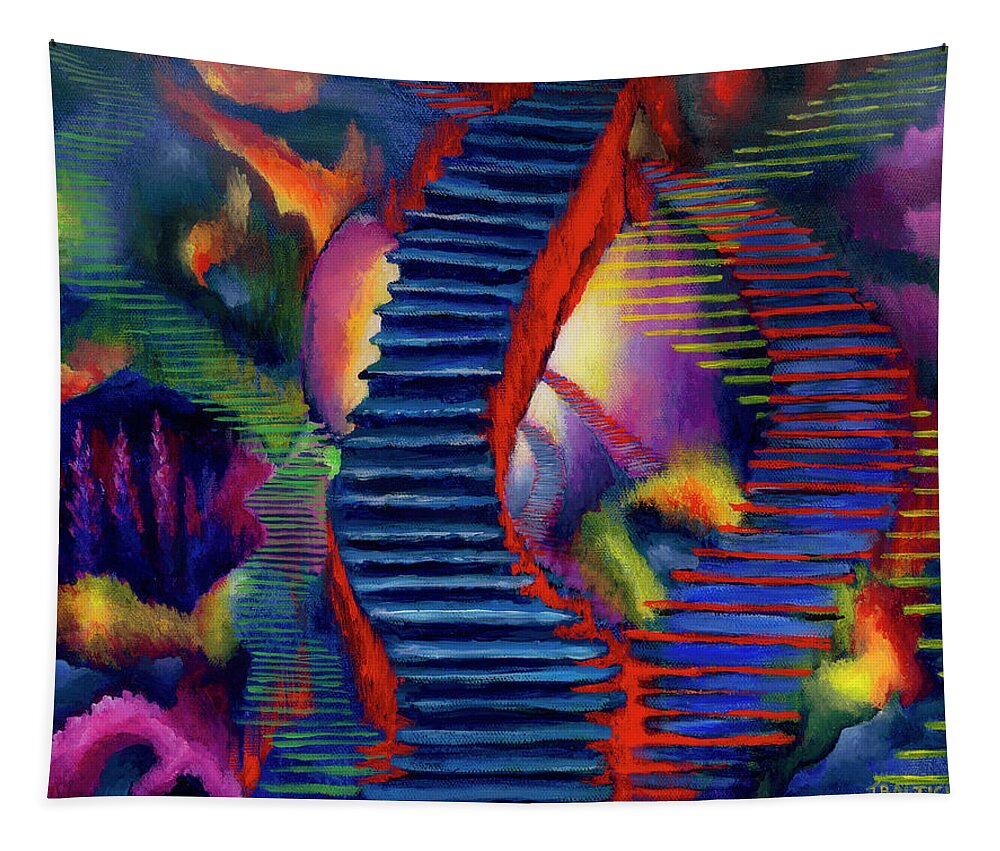 Abstract Art Tapestry featuring the painting Stairways by Joe Baltich