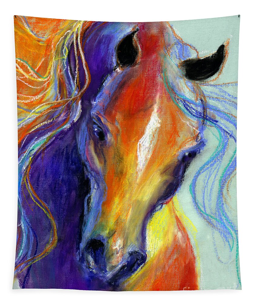 Stallion Art Tapestry featuring the painting Stallion Horse painting by Svetlana Novikova