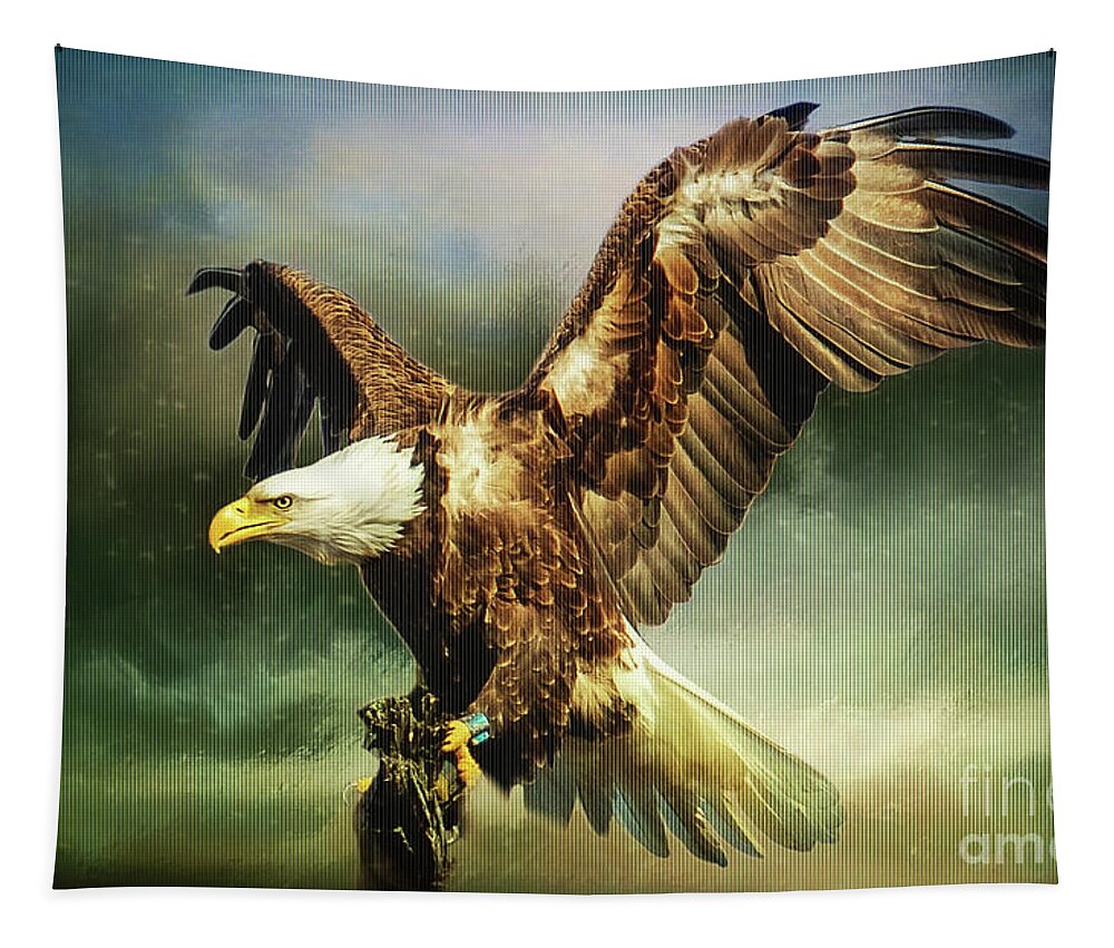 Eagle Tapestry featuring the photograph Standing Against the Storm by Eleanor Abramson