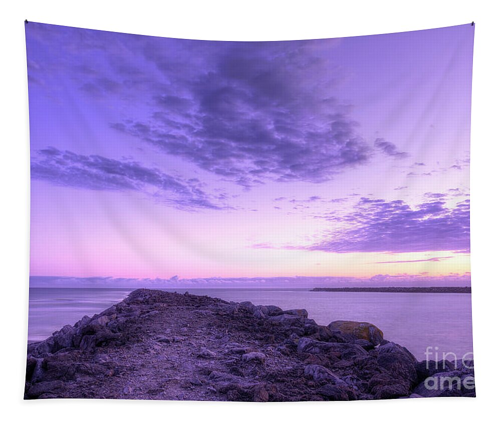 South Jetty Tapestry featuring the photograph standing on South Jetty by Masako Metz