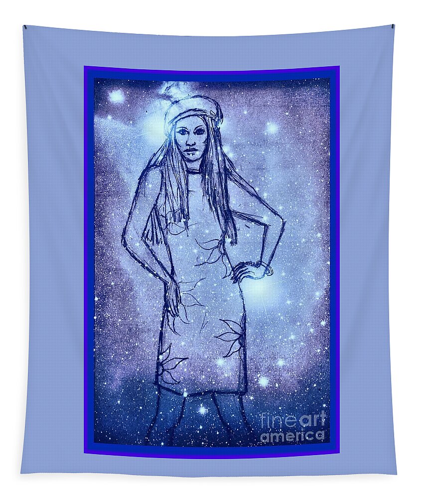 Stars Tapestry featuring the mixed media Starlight of Space and Time by Joan-Violet Stretch