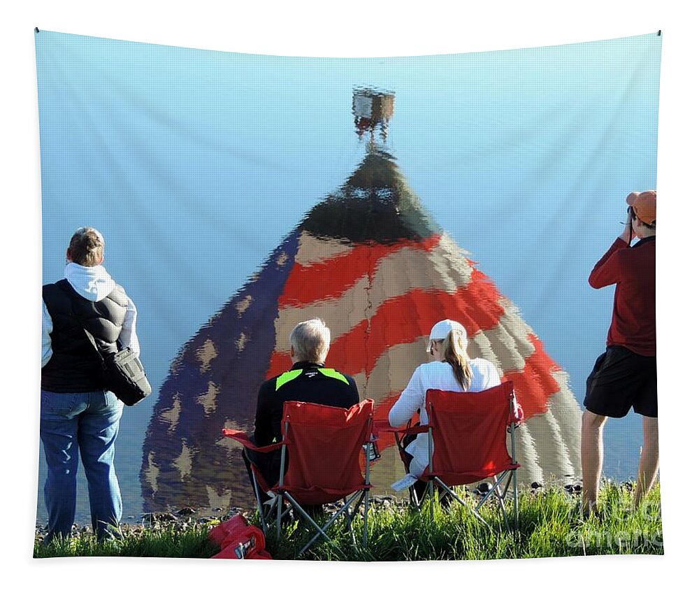 Hot Air Balloon Tapestry featuring the painting Star Spangled Morning by Tom Riggs