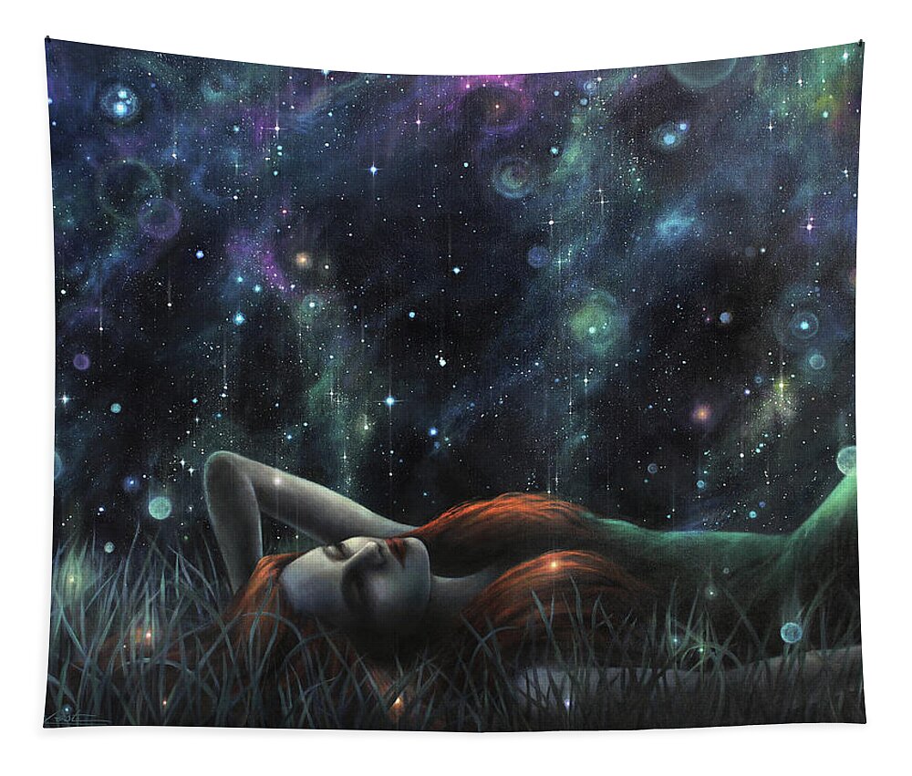 Starlight Tapestry featuring the mixed media Starlight Serenade by Lucy West