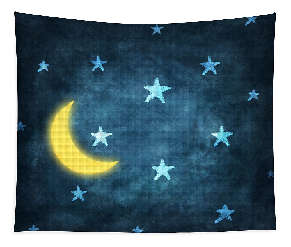 Art Tapestry featuring the photograph Stars And Moon Drawing With Chalk by Setsiri Silapasuwanchai