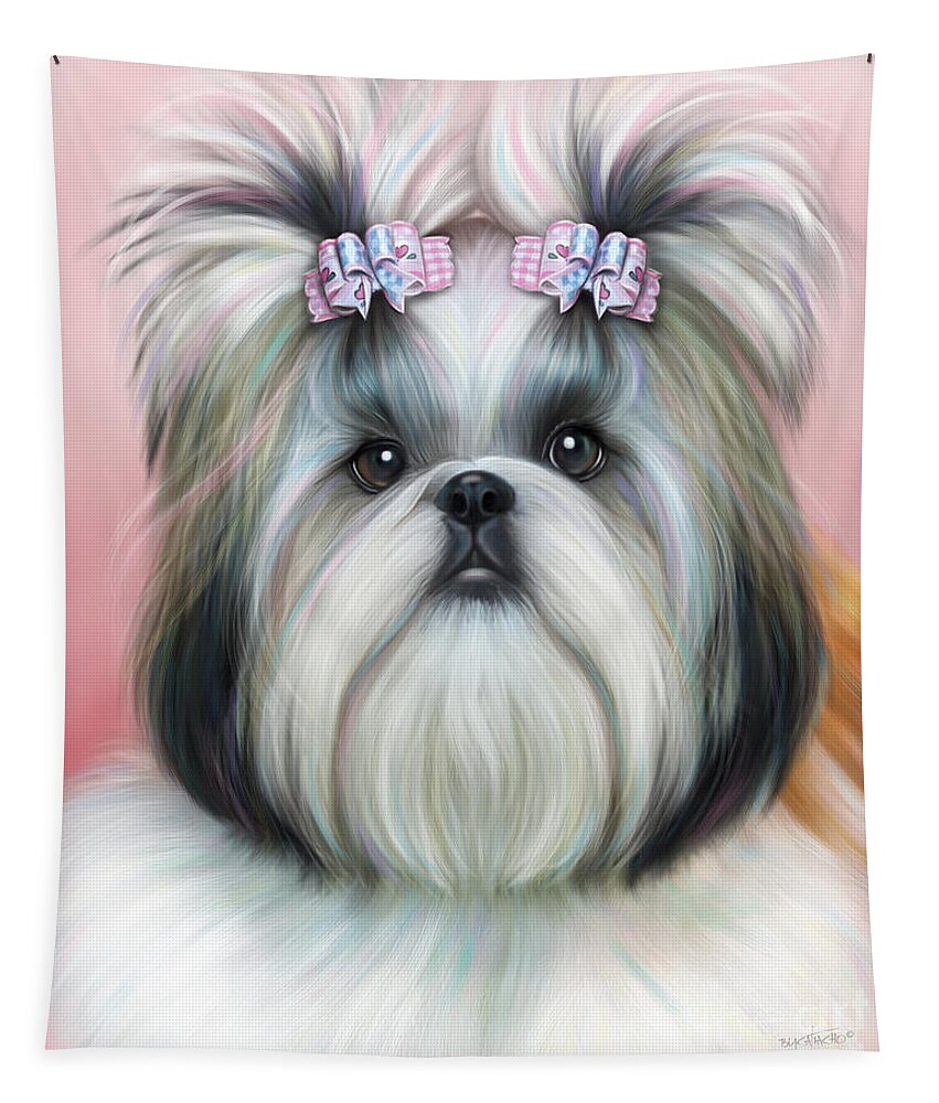 Stassi Tapestry featuring the painting Stassi the Tzu by Catia Lee