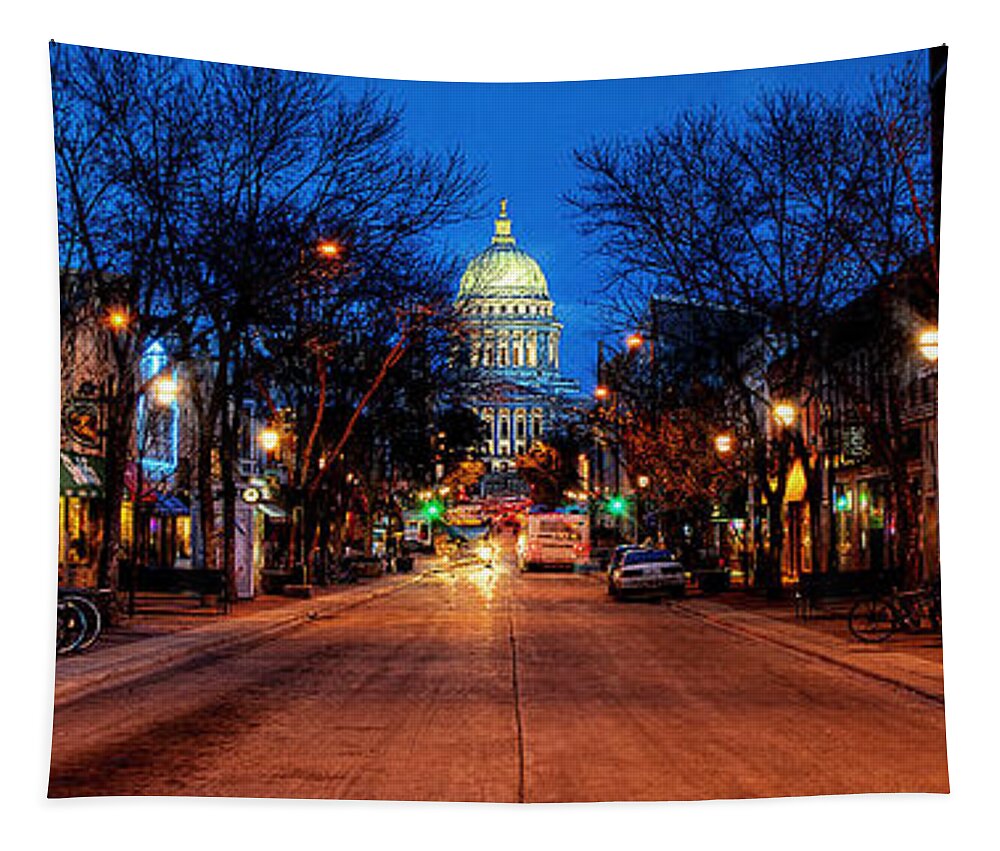 Madison Tapestry featuring the photograph State Street by Rod Melotte