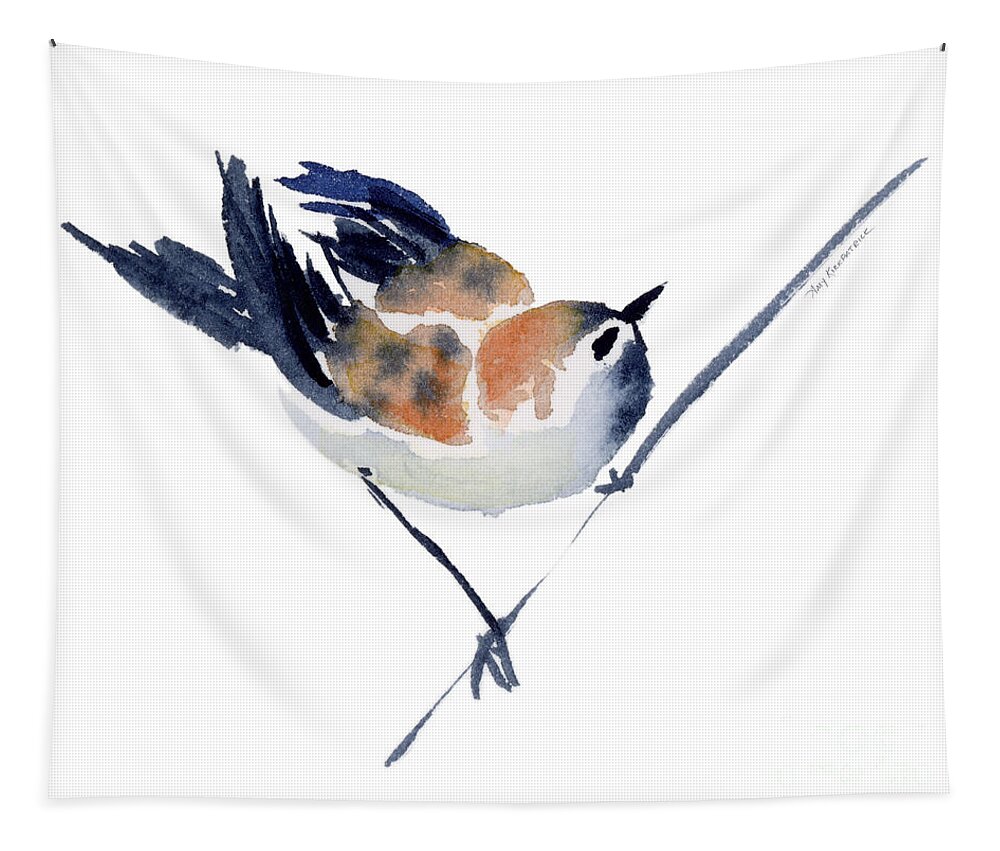 Sparrow Tapestry featuring the painting Steadfast by Amy Kirkpatrick