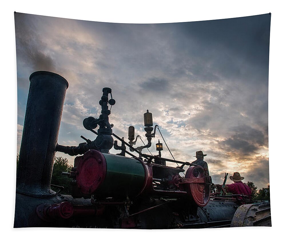 Steam Engine Tapestry featuring the photograph Steam Engine at Nightfall by David Arment