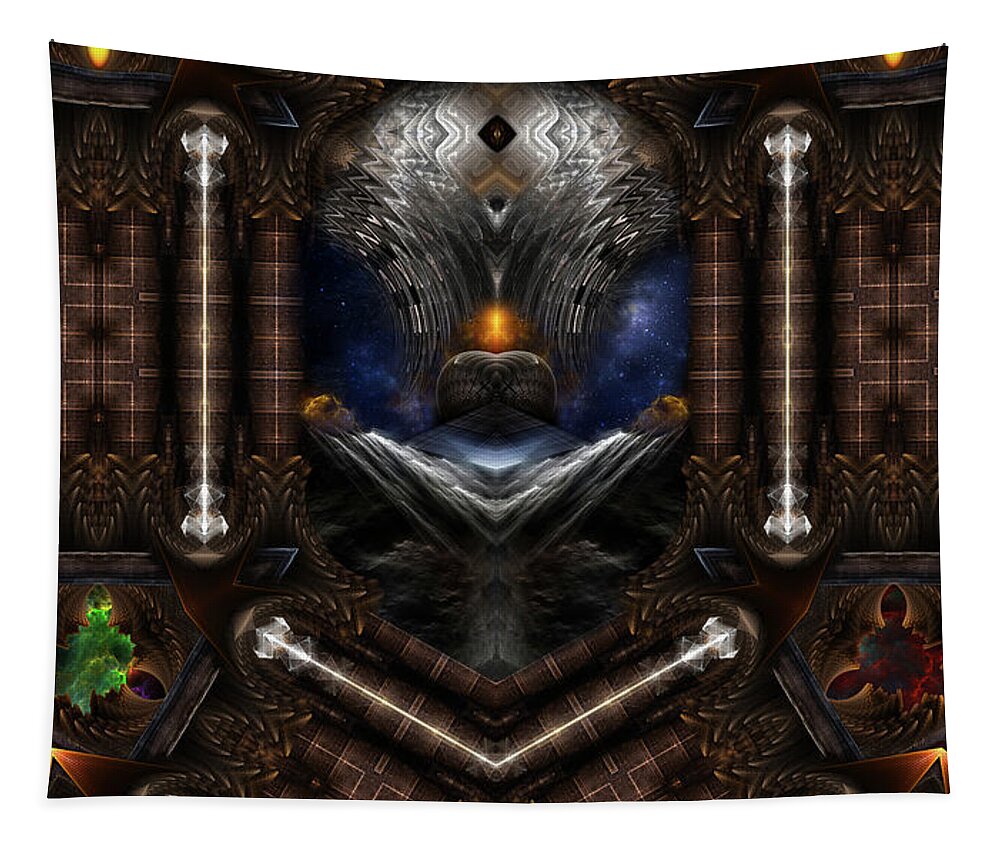 Steampunk Tapestry featuring the digital art Steampunk Visions by Rolando Burbon