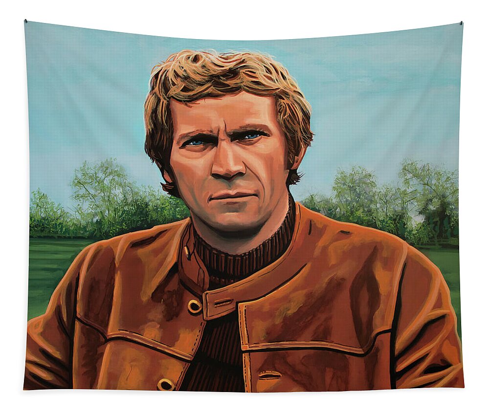 Steve Mcqueen Tapestry featuring the painting Steve McQueen Painting by Paul Meijering