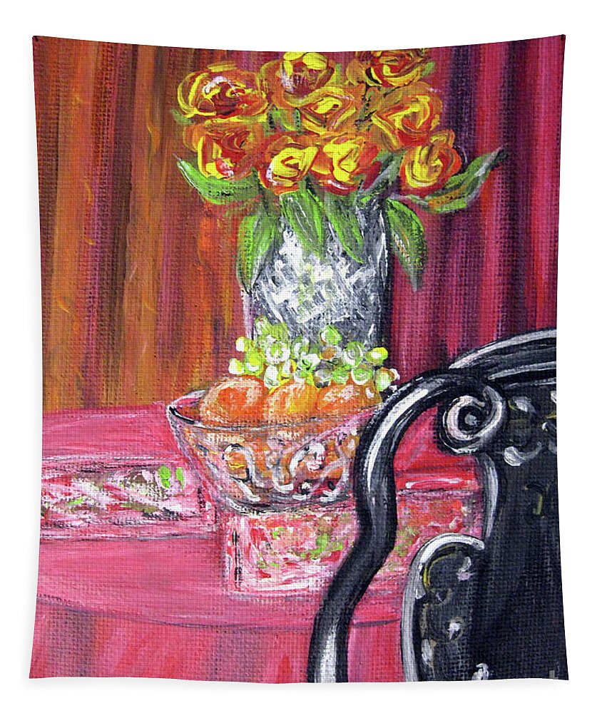 Still Life Tapestry featuring the painting Still Life. Welcome by Oksana Semenchenko