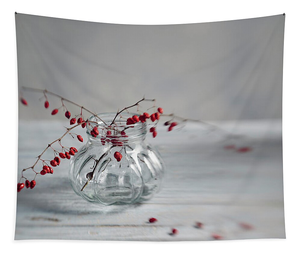 Still Life Tapestry featuring the photograph Still Life with Red Berries by Nailia Schwarz