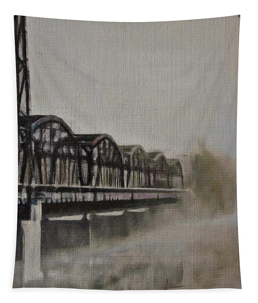 Stillwater Minnesota Tapestry featuring the painting Stillwater by Cara Frafjord