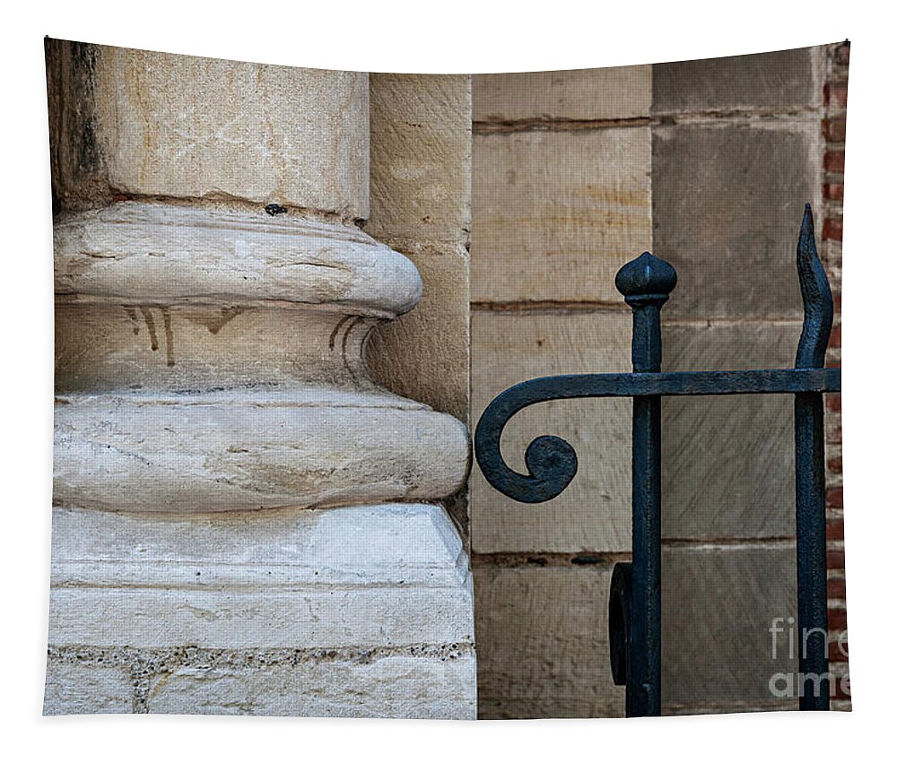Column Tapestry featuring the photograph Stone and metal by Elena Elisseeva
