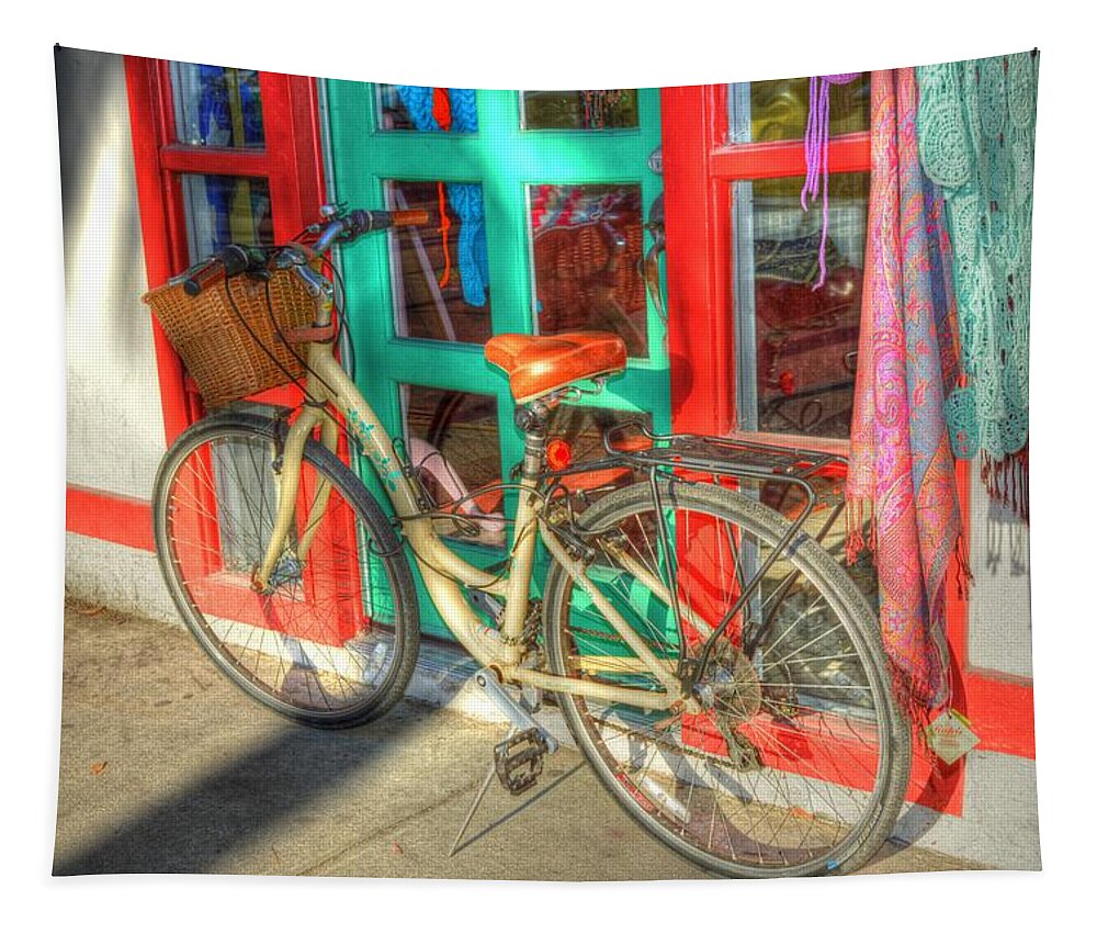 Bicycle Tapestry featuring the photograph Stop and Shop by Linda Covino