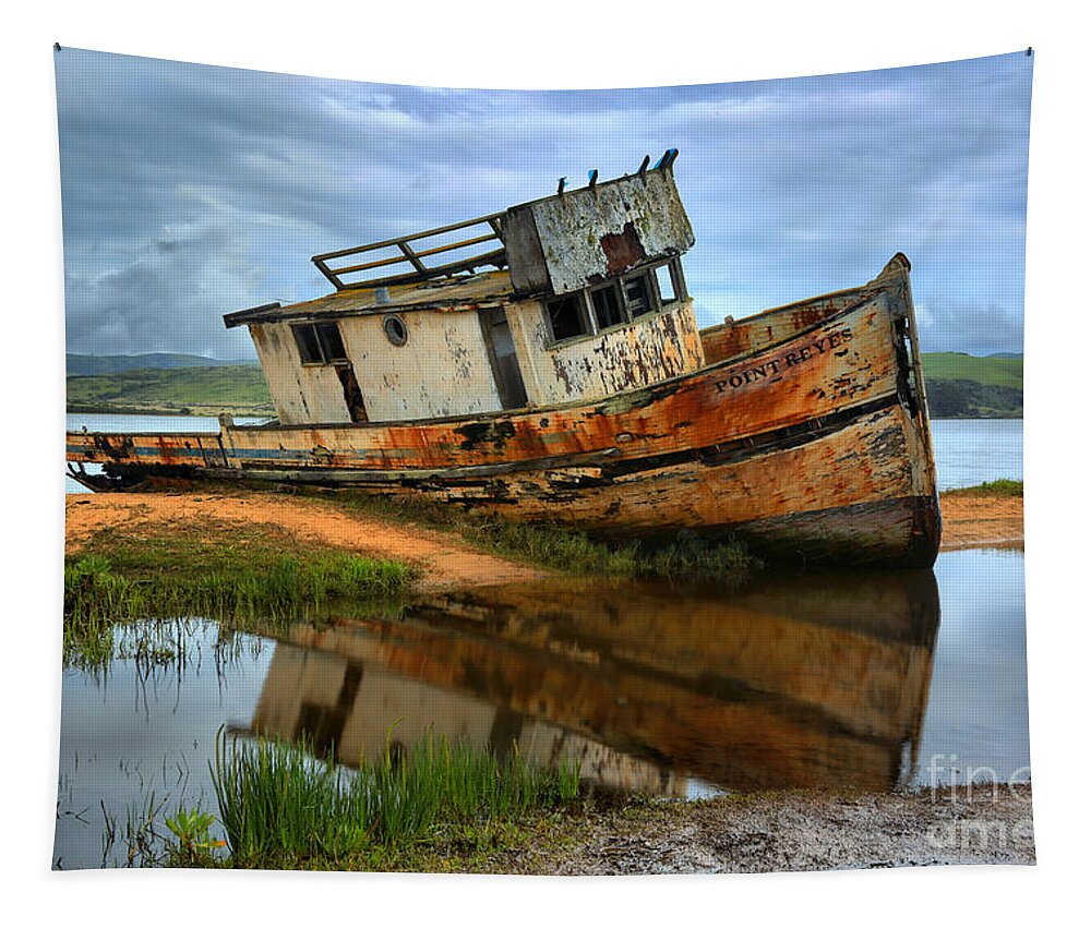 Boat Tapestry featuring the photograph Storm Clouds Over The S S Point Reyes by Adam Jewell