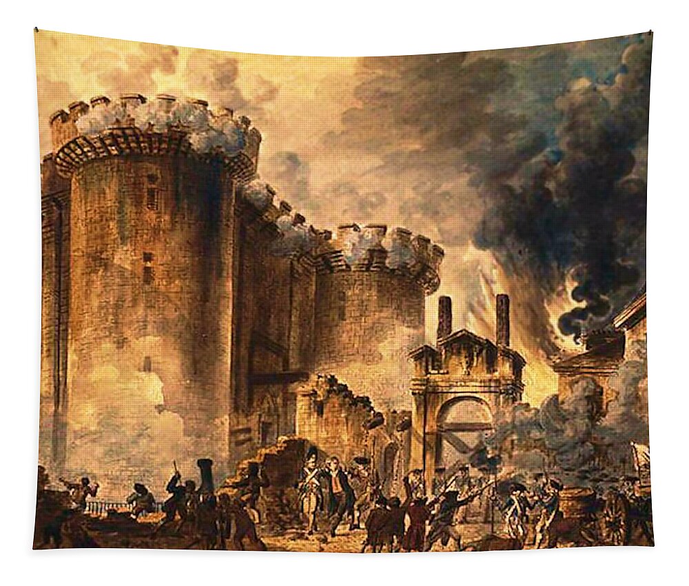 Storming Of The Bastille Tapestry featuring the painting Storming of the Bastille by Jean-Pierre Houel