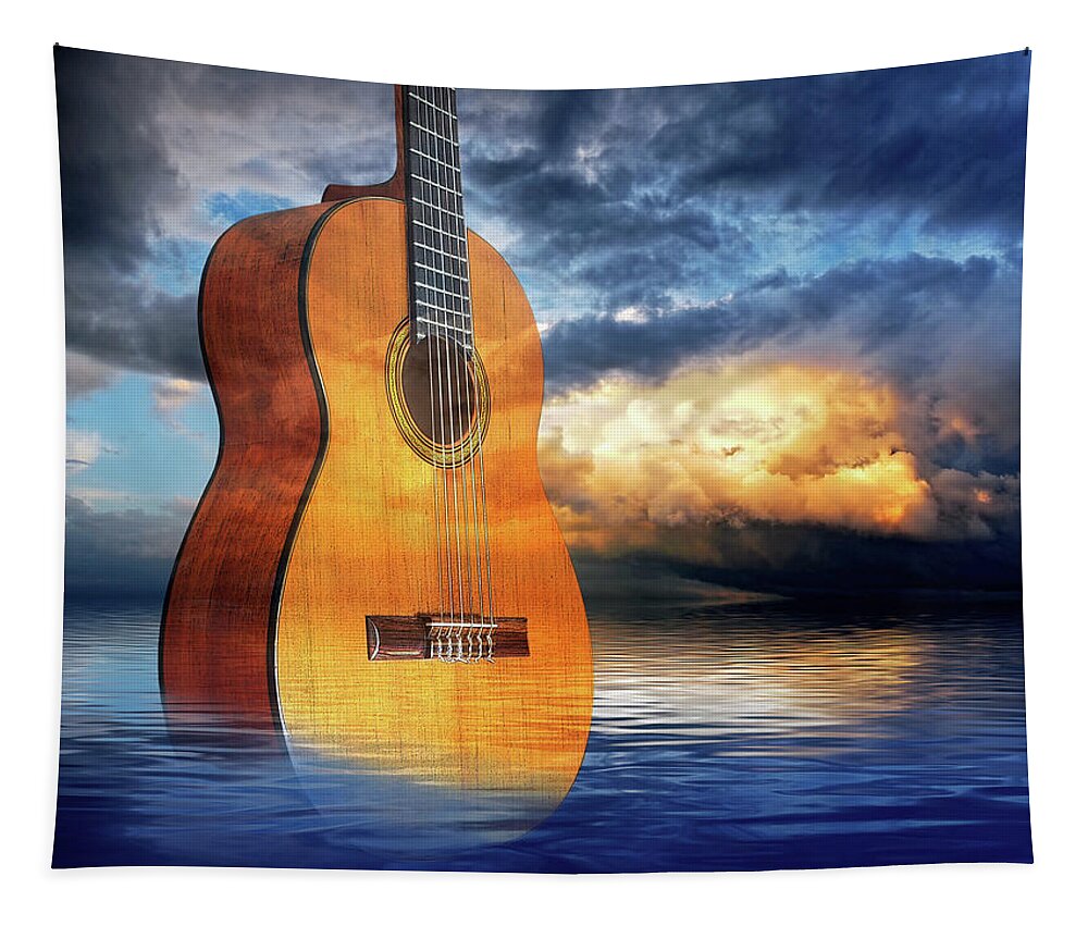 Acoustic Guitar Tapestry featuring the photograph Stormy Night Blues by Gill Billington