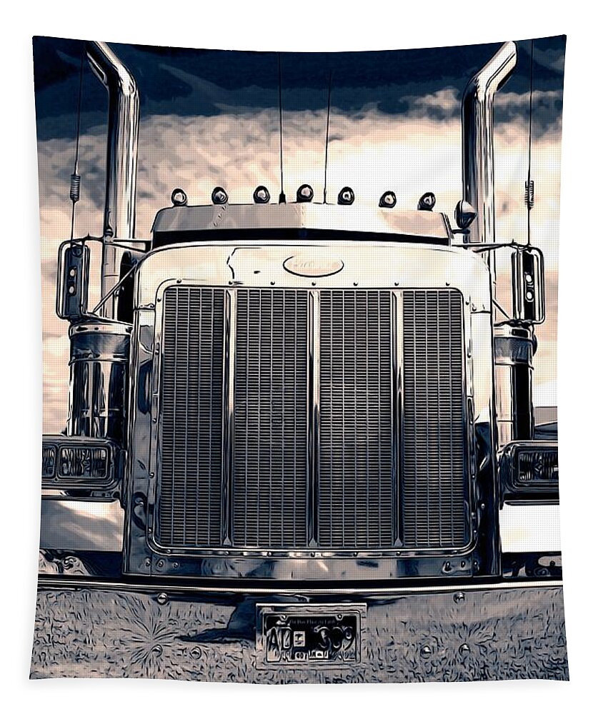 Peterbilt Tapestry featuring the photograph Stormy night Peterbilt by Randy Harris