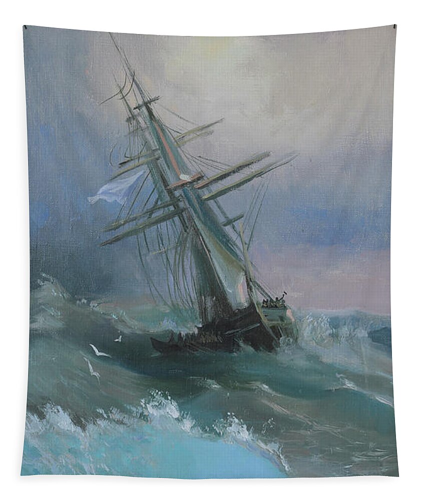 Russian Artists New Wave Tapestry featuring the painting Stormy Sails by Ilya Kondrashov