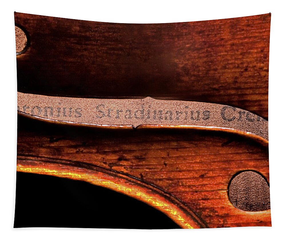 Strad Tapestry featuring the photograph Stradivarius Label by Endre Balogh
