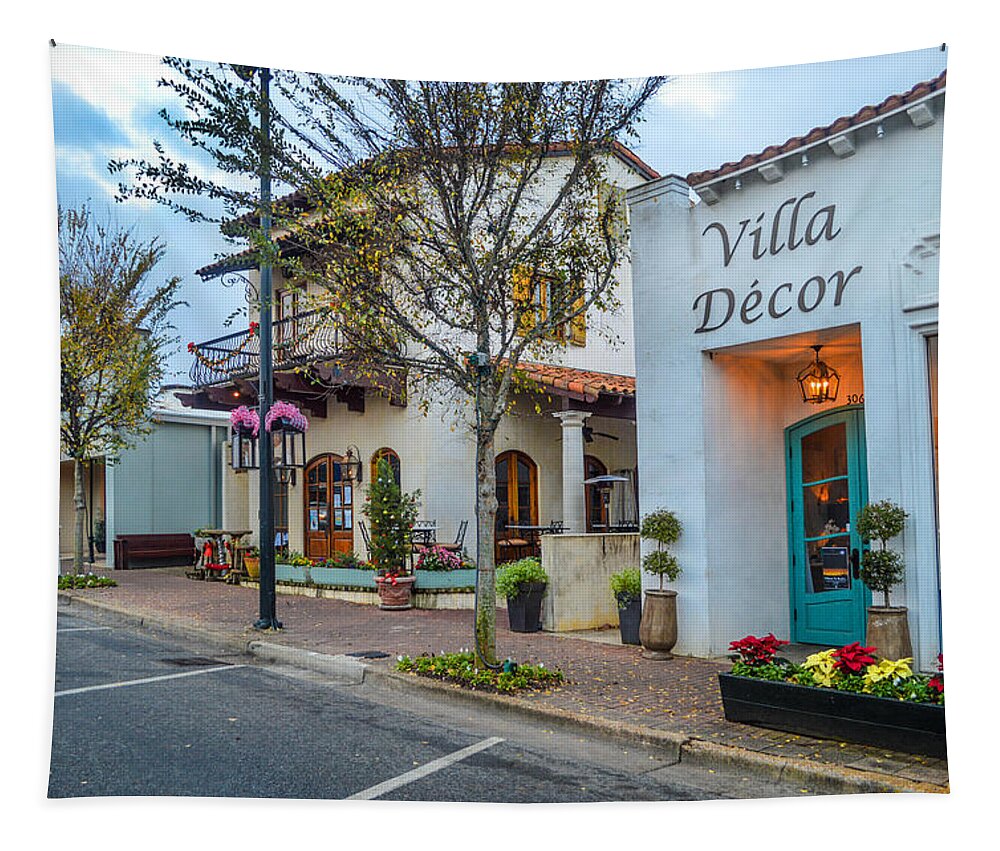 Fairhope Tapestry featuring the photograph Street at Villa Decor in Fairhope by Michael Thomas