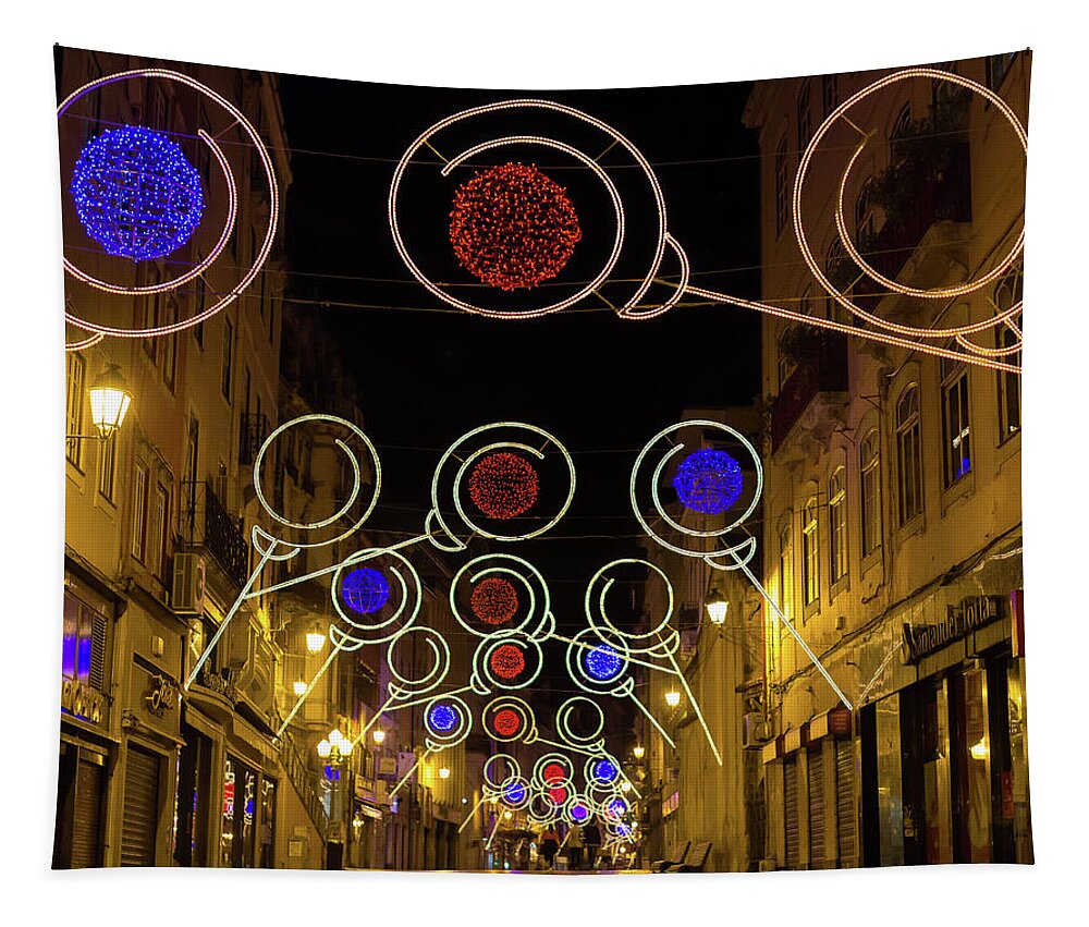 Lights Tapestry featuring the photograph Street in Coimbra by Patricia Schaefer