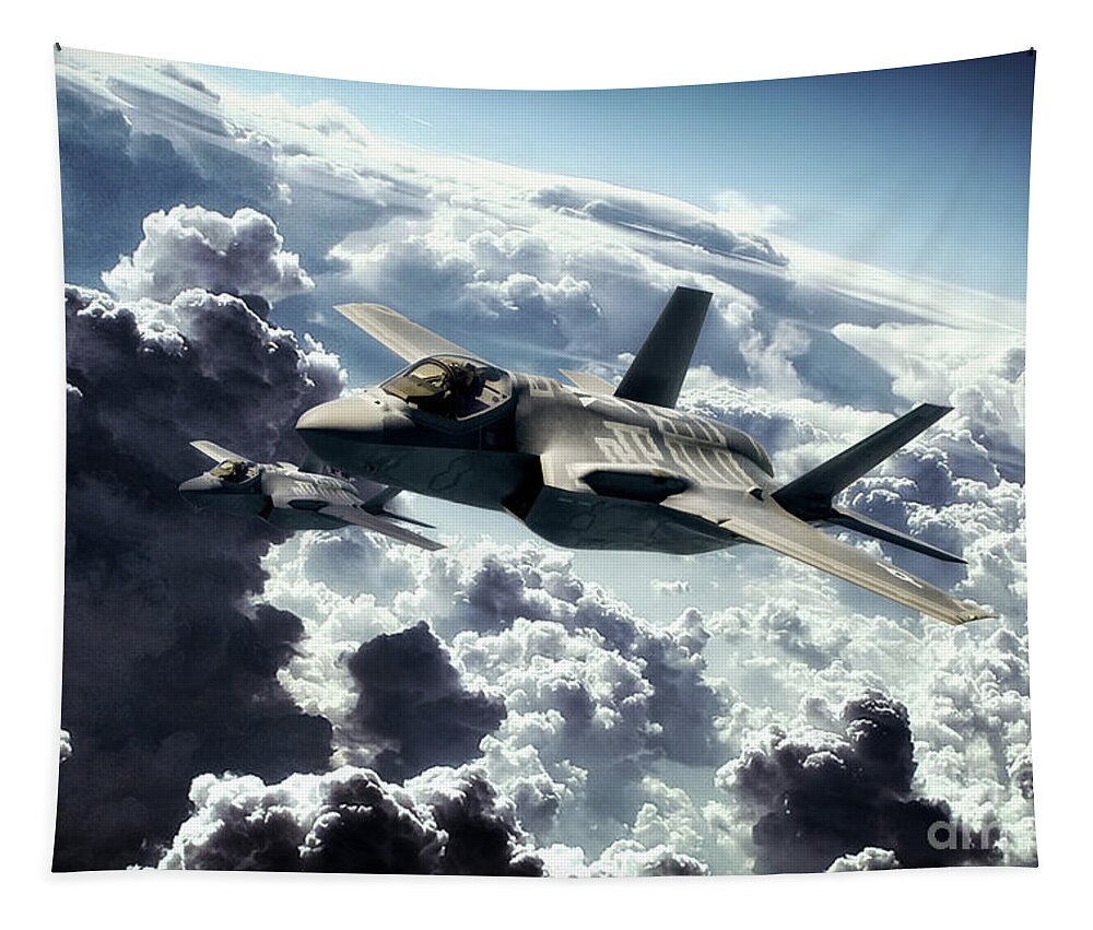 F-35 Lightning Tapestry featuring the digital art Strike Fighters by Airpower Art