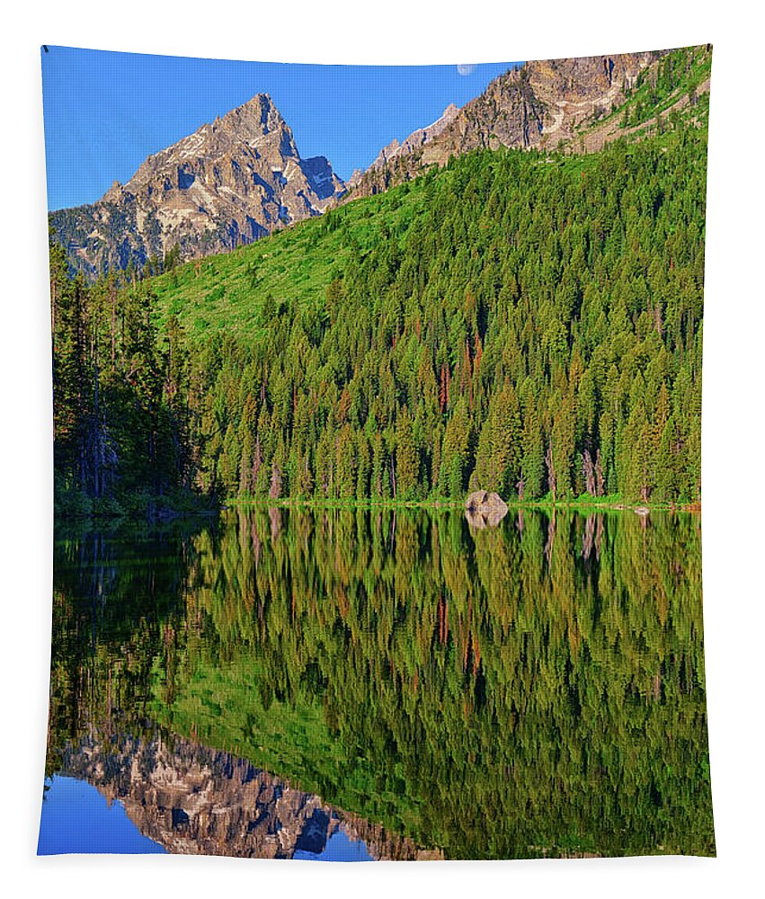 String Lake Tapestry featuring the photograph String Lake Morning Mirror by Greg Norrell