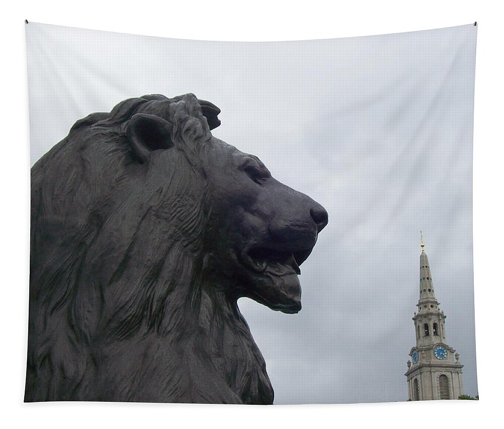 Lion Tapestry featuring the photograph Strong Lion by Mary Mikawoz