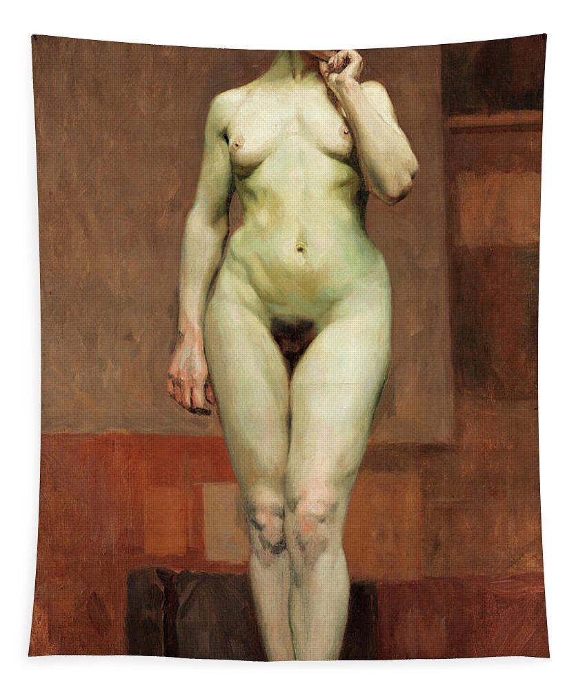 Study Tapestry featuring the painting Study of female nude by Mario Villares Barbosa