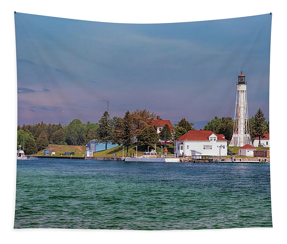 Lighthouse Tapestry featuring the photograph Sturgeon Bay Ship Canal Light Tower by Susan Rissi Tregoning