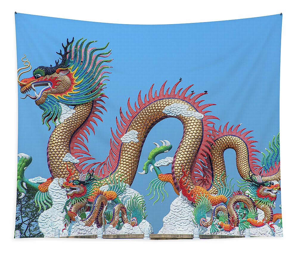 Temple Tapestry featuring the photograph Suan Sawan Golden Dancing Dragon DTHNS0147 by Gerry Gantt