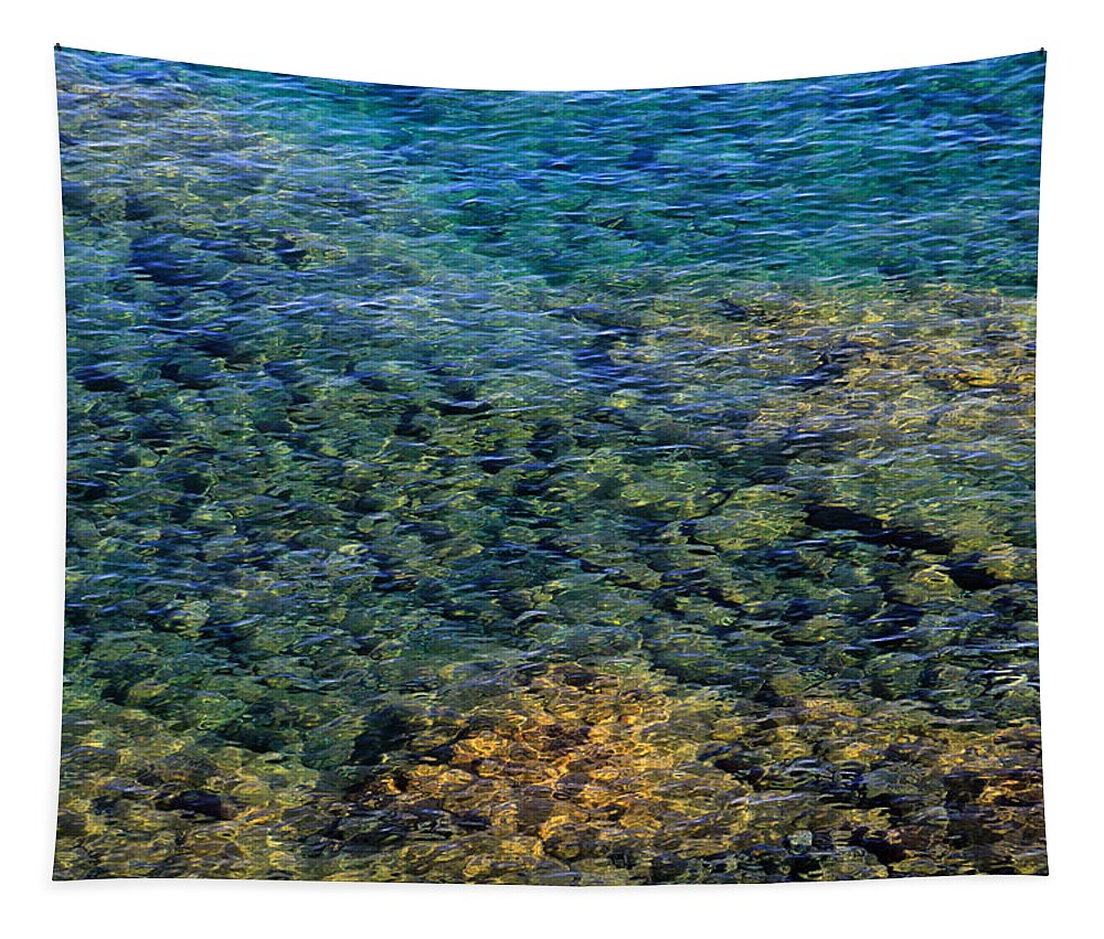 Rocks Tapestry featuring the photograph Submerged rocks at Lake Superior by Bonnie Follett
