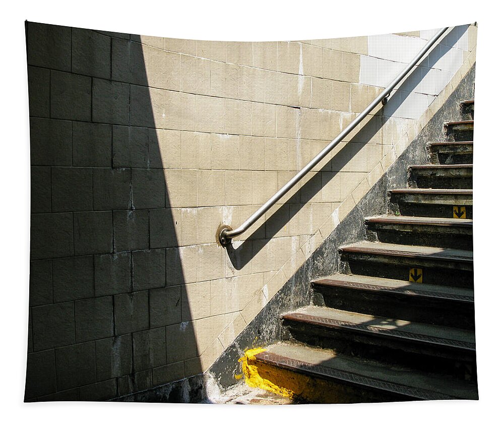 City Tapestry featuring the photograph Subway Stairs by Frank Winters