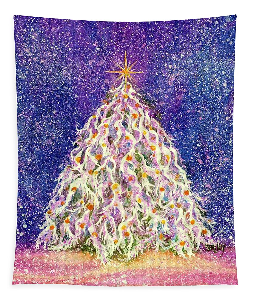 Christmas Tree Tapestry featuring the painting Sugar Plum Forest - Christmas Tree by Janine Riley