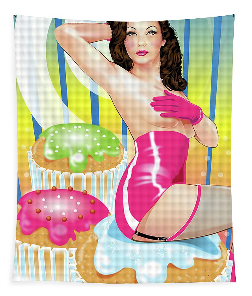 Model Taylor Von Cupcake Tapestry featuring the digital art Sugar Rush by Brian Gibbs