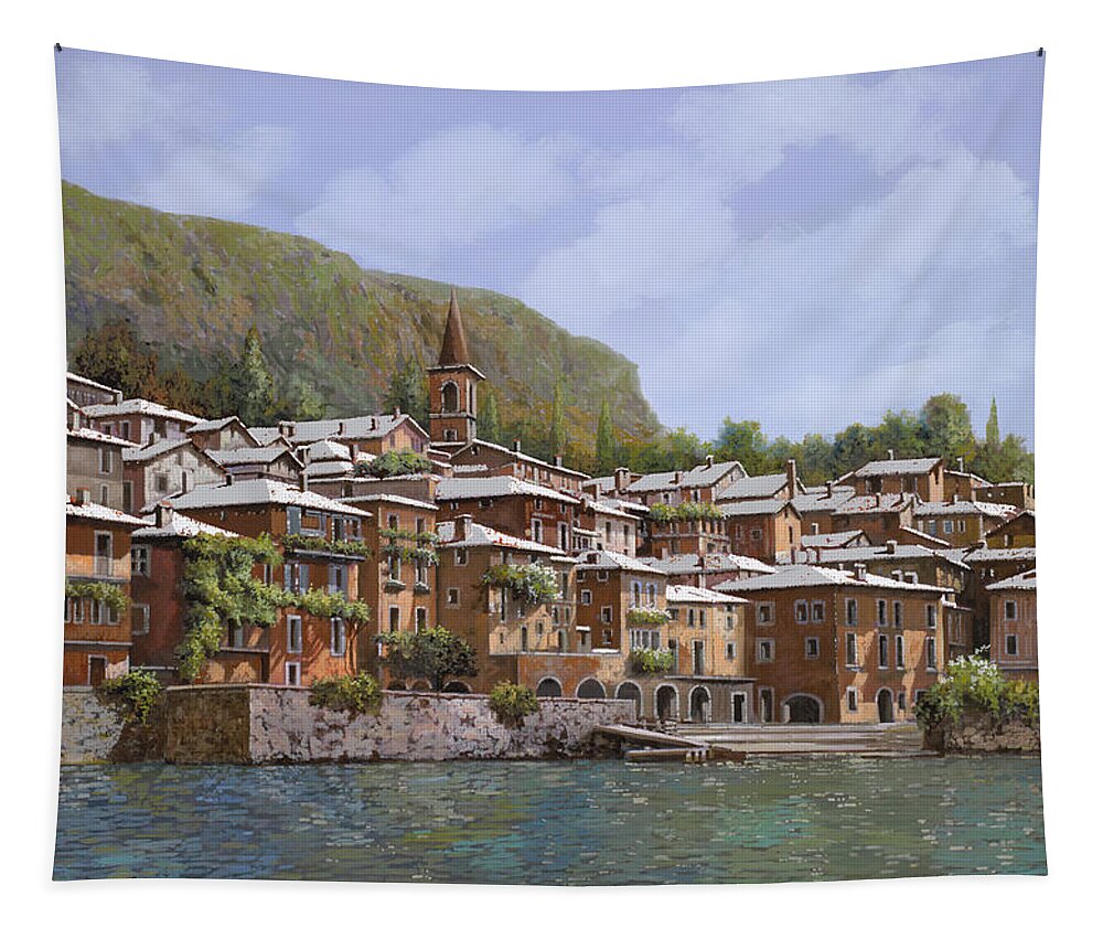 Lake Como Tapestry featuring the painting Sul Lago di Como by Guido Borelli