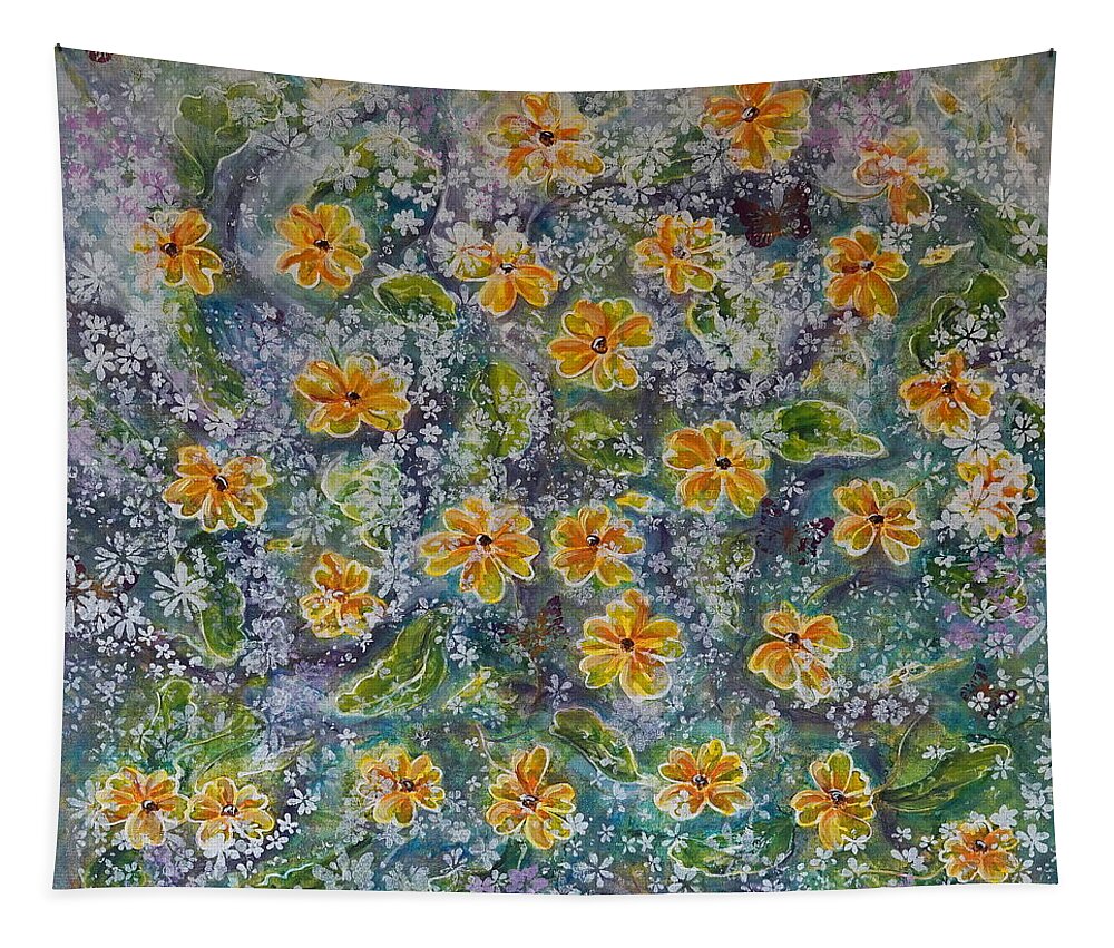 Acrylic Tapestry featuring the painting Spring Bouquet by Theresa Marie Johnson
